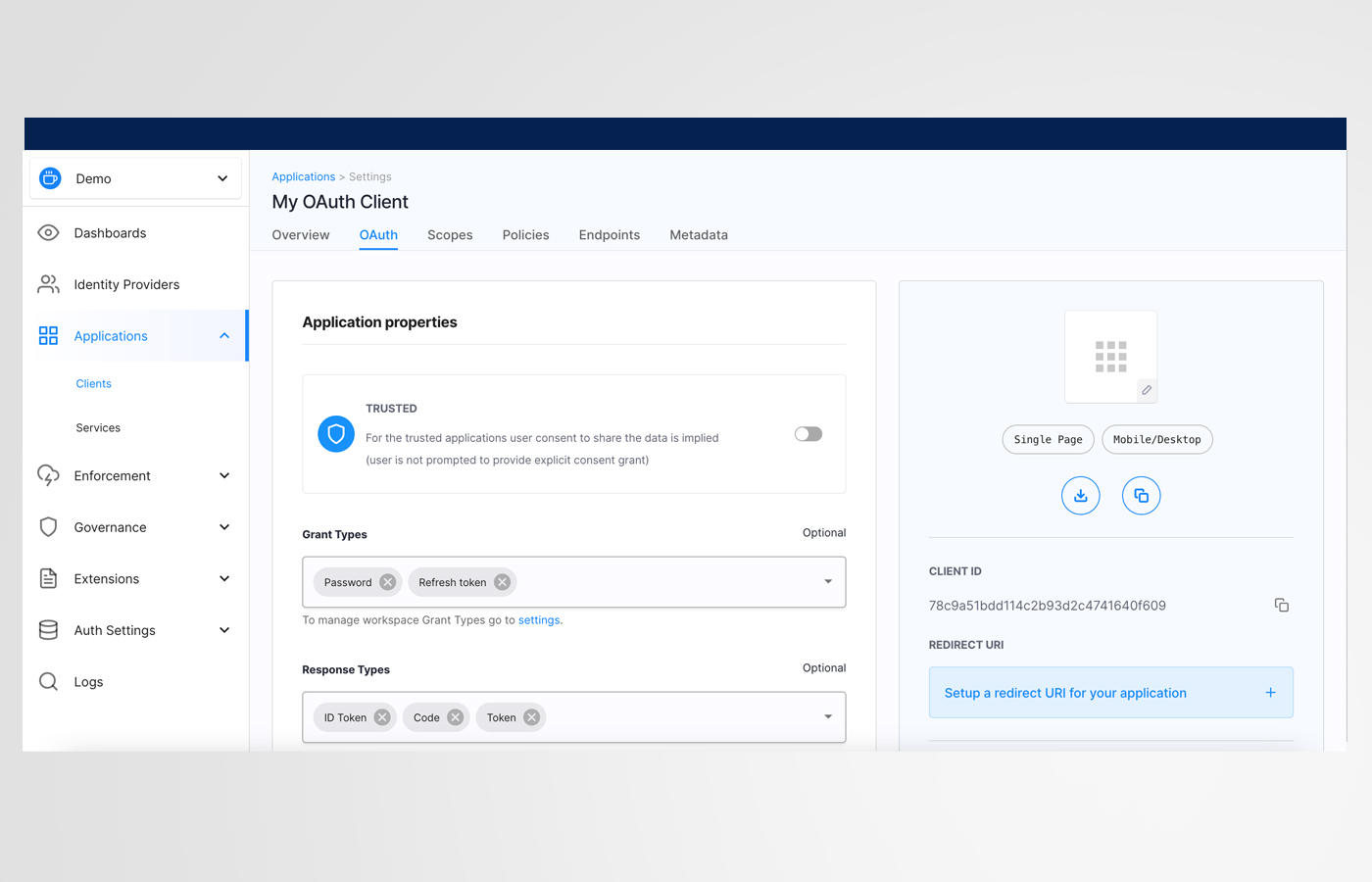 Application type selection flow