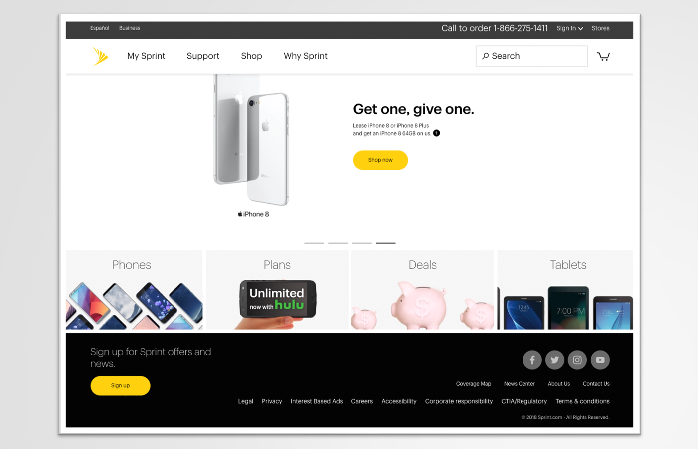 Sprint.com legacy state (before)