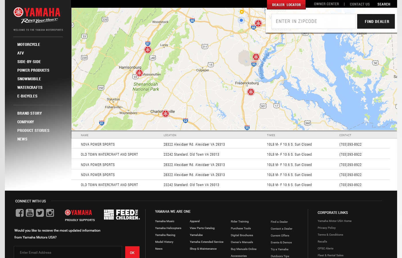 Dealer locator map and list view