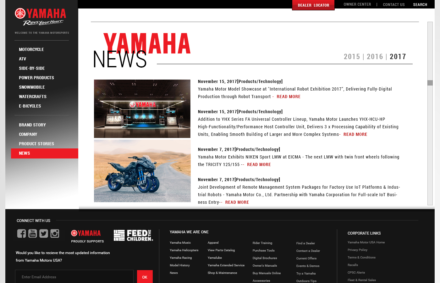 News and updates page